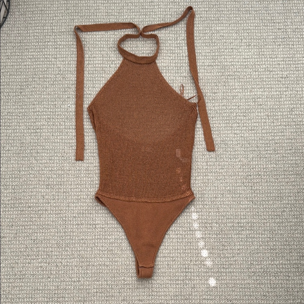 Free People Open Back Halter Knit Bodysuit